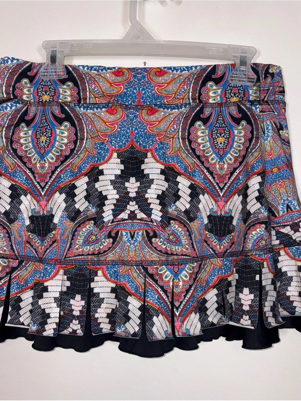 Sofibella Golf Skort L Paisley print  skirt over shorts pickleball Ruffle Fringe